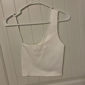 White one shoulder tank top